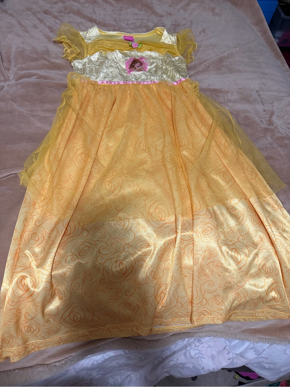 Disney Yellow and Gold Princess Belle Dress for Kids 8